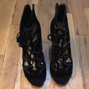 Ivanka Trump lace up suede booties